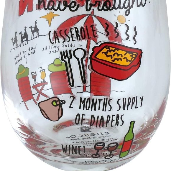 Enesco Our Name is Mud 3 Wise Women Comic Stemless Wine Glass - Picture 4 of 4